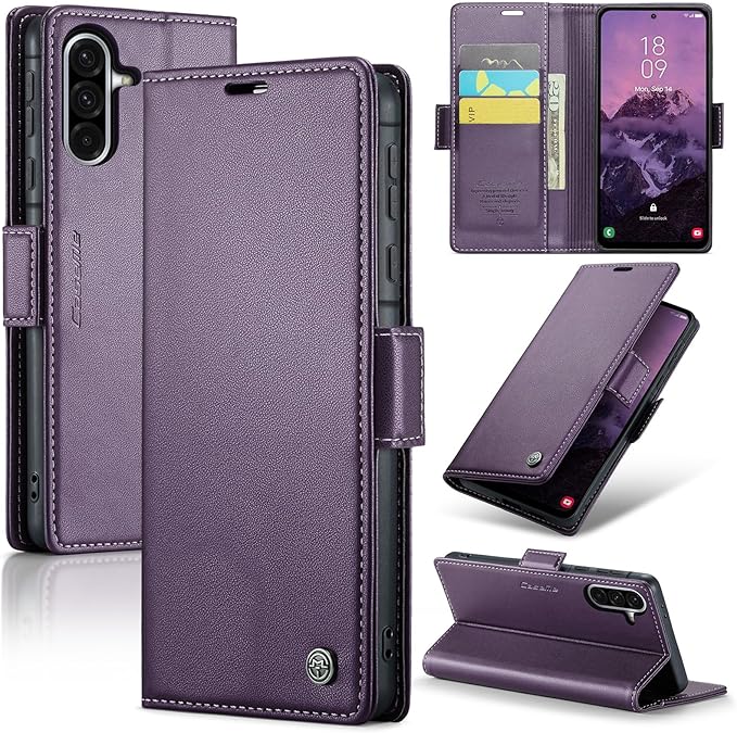 for Samsung Galaxy A56 5G Case, Premium PU Leather Wallet Case Flip Cover with [RFID Blocking][Card Holder][Stand Function] Shockproof Protective for Samsung Galaxy A56, Purple