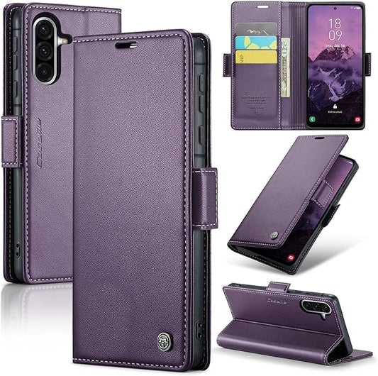 for Samsung Galaxy A56 5G Case, Premium PU Leather Wallet Case Flip Cover with [RFID Blocking][Card Holder][Stand Function] Shockproof Protective for Samsung Galaxy A56, Purple