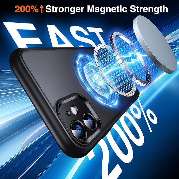 360° O-Ring MagStander for iPhone 11 Case with Magnetic Kickstand Ring Holder [Compatible with MagSafe][360°Rotate Stand Ring][Military Shockproof] Magnet iPhone 11 Phone Cover Matte Black