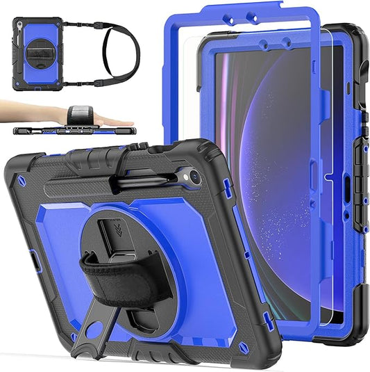 Case for Samsung Galaxy Tab S10 Lite/ S10 FE / S9 FE 10.9 Inch / S9 11'' 5G Protective with Screen Protector/Pen Holder/Hand Strap, Heavy Duty Shockproof Tablet Cover for S10 Lite, Blue
