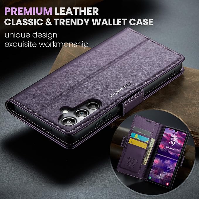 for Samsung Galaxy A05s Case, Premium PU Leather Wallet Case Flip Cover with [RFID Blocking][Card Holder][Stand Function] Shockproof Protective for Samsung Galaxy A05s, Purple