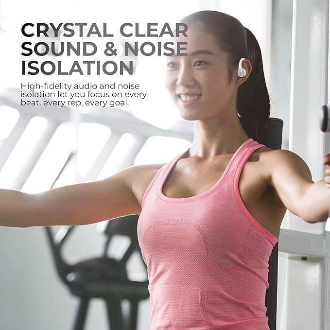 Coby True Wireless Bluetooth Earbuds, Interchangeable Ear Hooks and Tips, Multi-Sized Ear Gels, Sweat-Resistant Design, 14-Hour Play Time, Drop-Proof Case, White