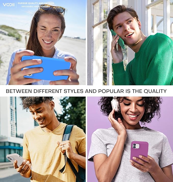 Vooii Compatible with iPhone 12 Case/iPhone 12 Pro Case, Liquid Silicone Upgrade [Soft Anti-Scratch Microfiber Lining] [Shockproof Drop Protection] Phone Case 6.1 inch - Stone