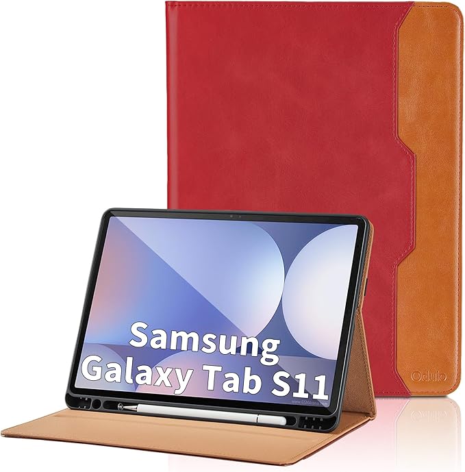 Case for Samsung Galaxy Tab S11 11 Inch 2025(SM-X730/SM-X736B) - PU Leather Folio Case with S Pen Holder and Pocket, Auto Wake/Sleep Smart Tablet Cover, Red