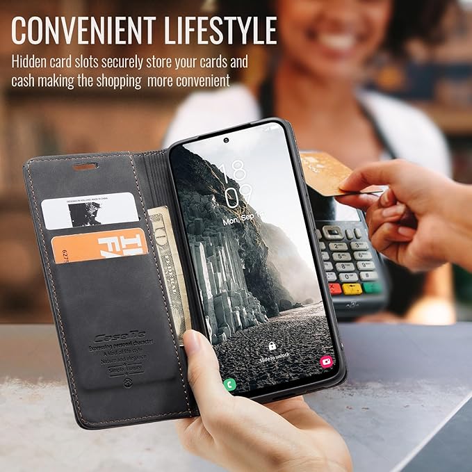 for Samsung Galaxy A36 Case, Flip Wallet Leather Case with Card Holder Magnetic Closure Shockproof Kickstand Protective Phone Cases Cover for Galaxy A36, Black