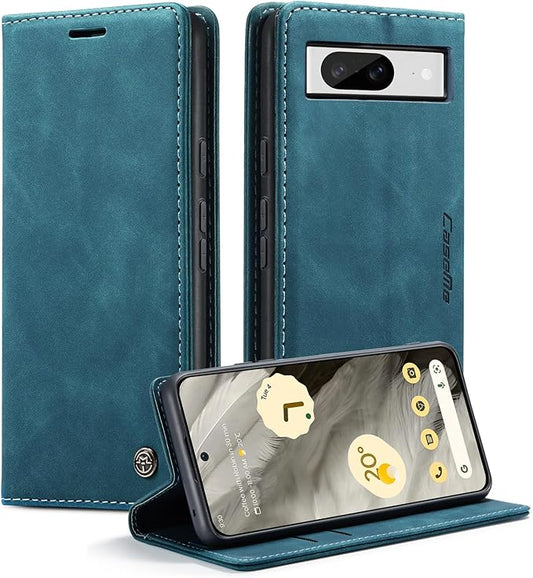 for Google 8 Case, Flip Wallet Leather Case with Card Holder Magnetic Closure Shockproof Kickstand Protective Phone Cases Cover for Google 8,Blue-Green