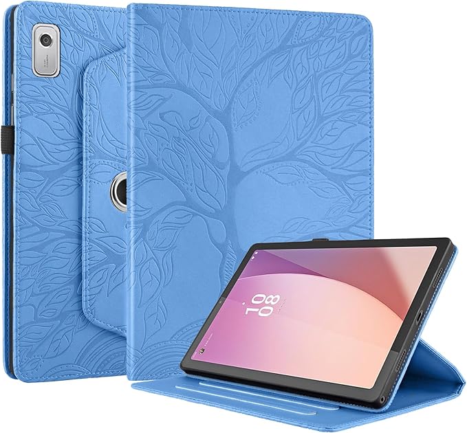 Rotating Case for Lenovo Tab M9 9.0 inch (TB-310FU) 2023 Released PU Leather Cover Lightweight Flip Stand Shell with Pen Holder for Lenovo Tab M9 9" 2023 Tablet-Turquoise