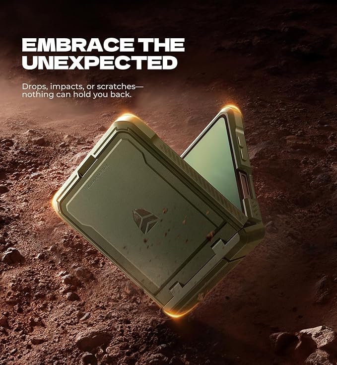 Dexnor for Samsung Galaxy Z Flip 7 Case with Dual Kickstands & Auto-Close Hinge Protection & Screen Protector, Full-Body Rugged Shockproof Protective Cover Bumper Cases for Galaxy Z Flip 7,Army Green