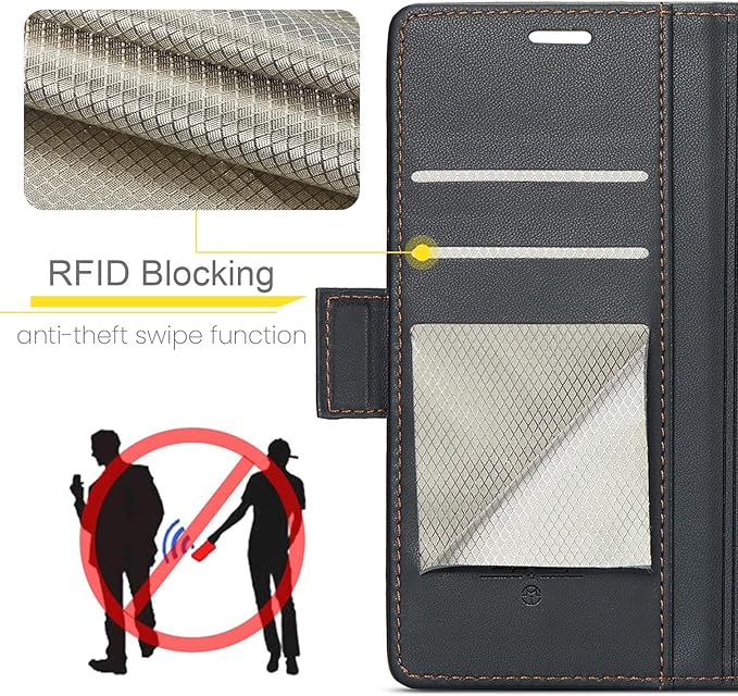 for Google Pixel 8 Pro Case, Premium PU Leather Wallet Case Flip Cover with [RFID Blocking][Card Holder][Stand Function] Shockproof Protective for Google 8 Pro, Black