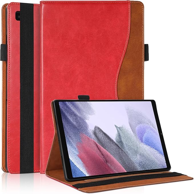 Case for Samsung Galaxy Tab A7 Lite 8.7 inch 2021 Case SM-T220 / T225 Bussiness Premium PU Leather Folio Stand Cover Flip Shell with Card Slot for Galaxy Tab A7 Lite 8.7'' Tablet -Red