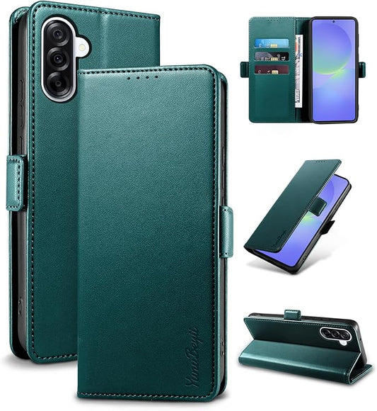 Wallet Flip Case for Samsung Galaxy A36 5G - [RFID Blocking] Luxury PU Leather Card Holder Magnetic Phone Cover with Kickstand,Shockproof Protective Case,Green