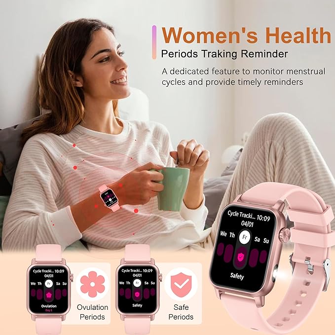 KPEP Smart Watches with LED Flashlight, 1.85" HD Smartwatches for Men Women, Answer/Make Calls, Heart Rate/SpO2/Sleep Monitor, 100+ Sport Modes, IP68 Waterproof Fitness Tracker for iOS Android, Black