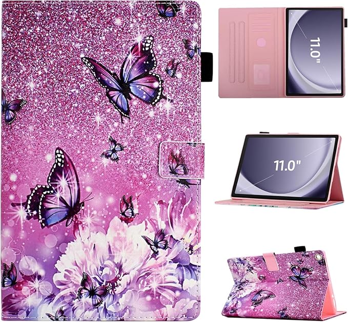 Case for Samsung Galaxy Tab A9+/A9 Plus 11 inch 2023 2024(SM-X210/X216/X218),PU Leather Multi Angle Stand Cover Slim Folio Protective Case for Galaxy Tab A9 Plus, Auto Wake/Sleep,Butterfly