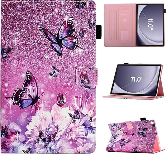 Case for Samsung Galaxy Tab A9+/A9 Plus 11 inch 2023 2024(SM-X210/X216/X218),PU Leather Multi Angle Stand Cover Slim Folio Protective Case for Galaxy Tab A9 Plus, Auto Wake/Sleep,Butterfly
