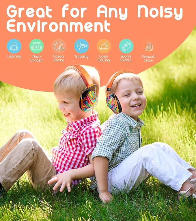 PROHEAR 032 2 Pack Kids Ear Protection, NRR 25dB, Adjustable Headband Safety Earmuffs for Sports Events, Concerts, Airports
