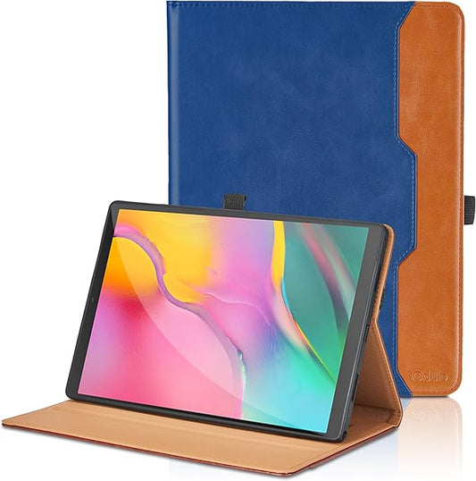 Case for Samsung Galaxy Tab A 10.1 2019 (SM-T510/T515) - PU Leather Business Folio Protective Case with Hand Strap and Pocket, Blue