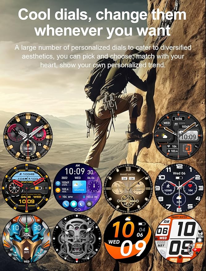 1.43" Amoled Ultra Military Smart Watch for Men(Answer/Dial Calls) 100+Sports Modes,5ATM Waterproof 530mAh Large Battery Super Long Standby with LED Flashlight,Heart Rate,SpO2,BP Android iOS