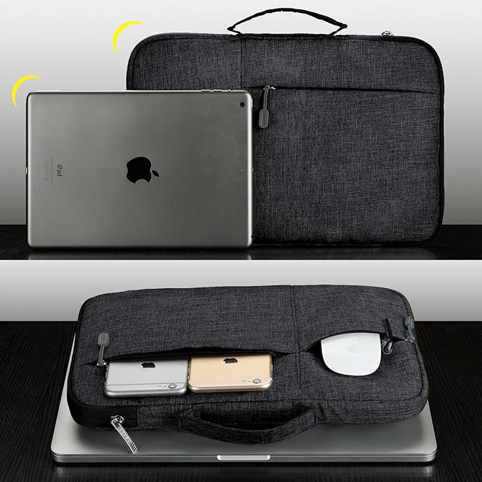 Megoo 12inch Laptop Sleeve with Accessory Pouch for Microsoft Surface Pro 12/7/6/5/4 12.5", Laptop Go 12.4", Pro 11/10/9/8 13", Carry Travel Case for 11"-13" Chromebook Tablet(Black with Charger Case)