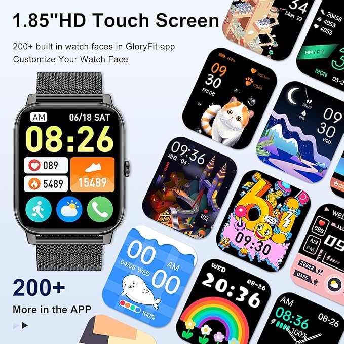 Smart Watch for Women Men Fitness: (Make/Answer Call) Bluetooth Smartwatch for Android Phones iPhone Waterproof Outdoor Sport Digital Running Watches Health Tracker Heart Rate Monitor Step Counter