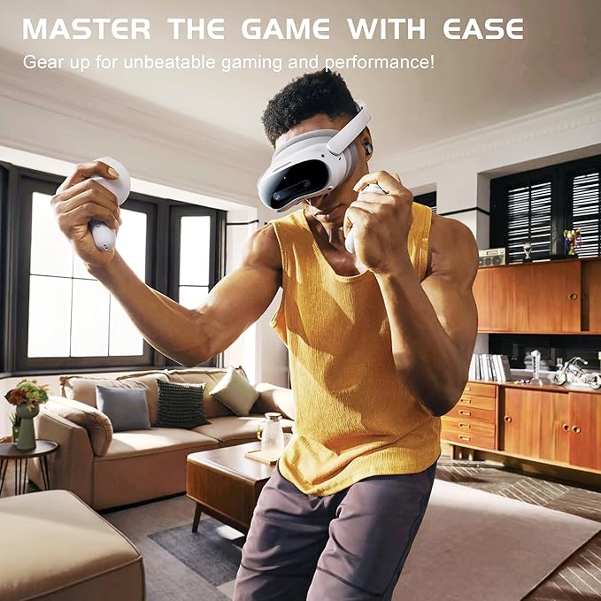 IAMJOY Gaming Earbuds, 20ms Low Latency, Wireless Game Earbuds with LED Display, 90H Play Time, 2.4GHz & Bluetooth, Noise-Canceling Mic Compatible with Meta Quest, PS5/4, VR, Switch, PC