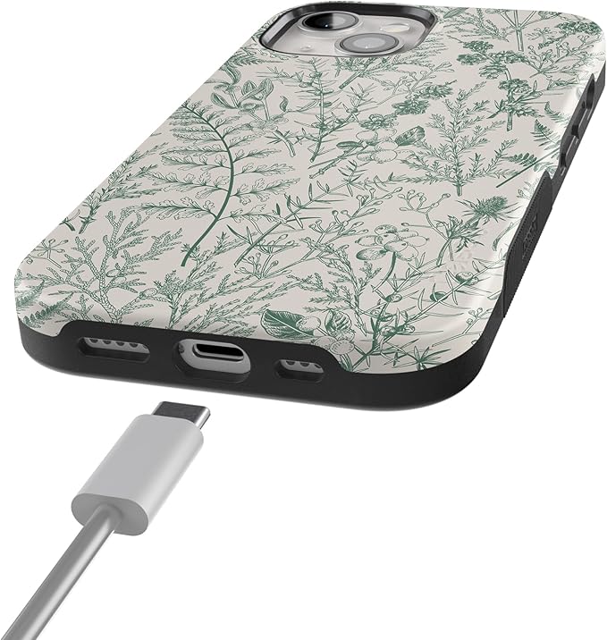 Casely iPhone 14 Case | Sage Garden | Green Floral | Compatible with MagSafe | Bold Protective Design