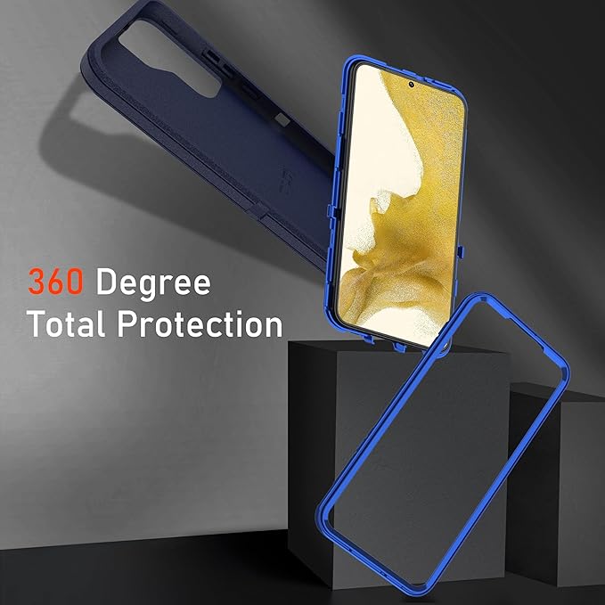 for Samsung Galaxy S22 Plus Case with [2 Pack] HD Screen Protector, [Military-Grade] Shockproof Dust/Drop Proof 3-Layer Full Body Protection Heavy Duty Case for Galaxy S22+ Plus, Navy
