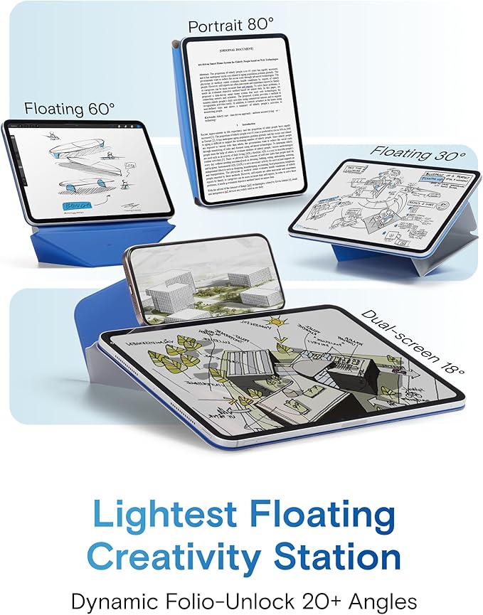 MOFT Dynamic Folio Case for iPad Pro 13 Inch (M4) 2024, Silm Magnetic Stand Case with 20+ Viewing Angles, Auto Wake/Sleep, Ultra Thin, Cement x Sapphire