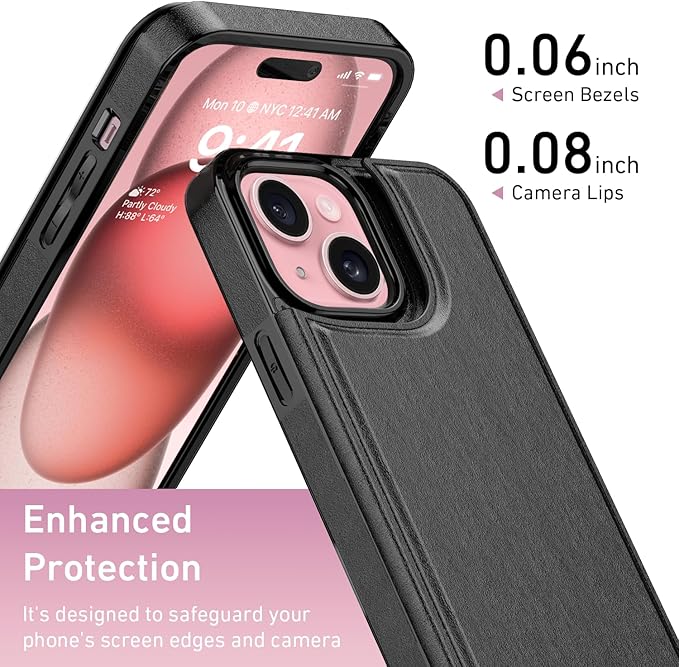 FUNMIKO for iPhone 13 Mini Wallet Case with Card Holder, RFID-Blocking, Military-Grade Protection & UV-Printed Artwork, Magnetic Closure with Leather Kickstand - Black