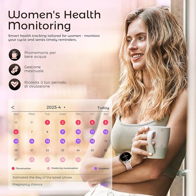 EIGIIS Android Smart Watches for Women 1.27" HD Roman Dial Sports Watches Activity Trackers with Heart Rate Sleep Monitor Smartwatch for iPhone Fitness Tracker Reloj Inteligente para Mujer