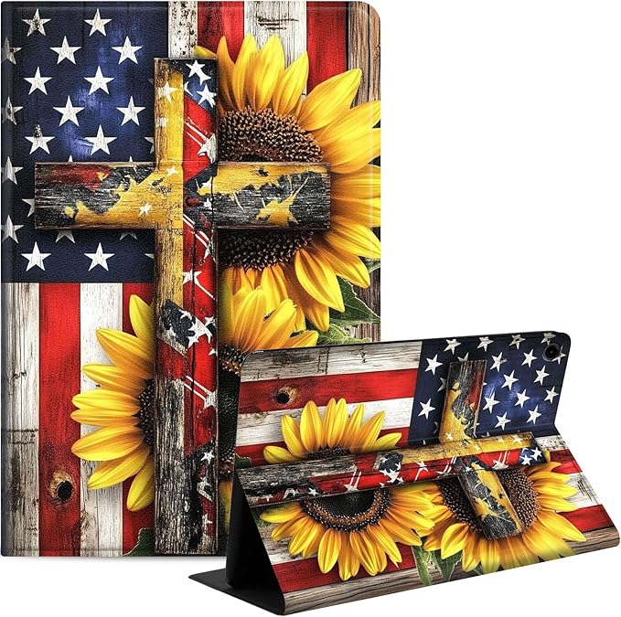 Case for Samsung Galaxy Tab A9+/A9 Plus 11” 2023 Model (SM-X210/X216/X218), Slim PU Leather Stand Cover with Auto Wake/Sleep, Multi-Angle Viewing & Shockproof, Cross American