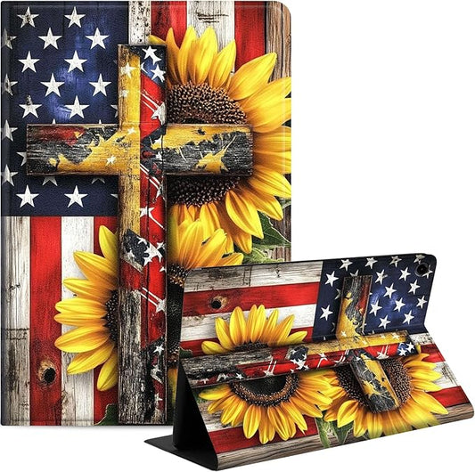 Case for Samsung Galaxy Tab A9+/A9 Plus 11” 2023 Model (SM-X210/X216/X218), Slim PU Leather Stand Cover with Auto Wake/Sleep, Multi-Angle Viewing & Shockproof, Cross American