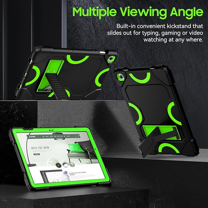 Case for Samsung Galaxy Tab A9+ 11 Inch 2023 Model (X210/X216/X218), Heavy Duty Shockproof Rugged Protective Case for Galaxy Tab A9 Plus Tablet (Black+Green+Black)