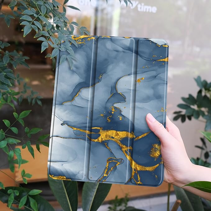 Case for Samsung Galaxy Tab S8 2022 & S7 2020, Shockproof Tablet Case for Samsung Tab S8/S7 11 inch with Auto Sleep/Wake & Trifold Stand & Soft TPU Back Cover, Ink Marble
