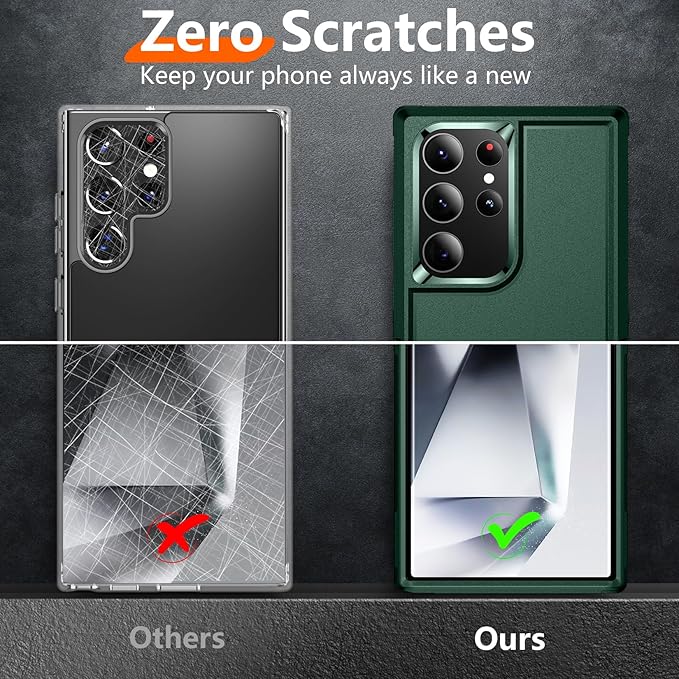 Red2Fire for Samsung Galaxy S24 Ultra Case, [Military Grade Drop Protection] Non-Slip Heavy Duty Full Body Shockproof Protection Phone Case for S24 Ultra Case 6.8 inch, Deep Green