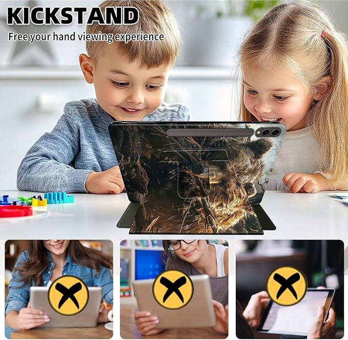 Case for Samsung Galaxy Tab S10 Ultra/Tab S9 Ultra 14.6-Inch, 360 Degree Rotating Folio Stand Smart Cover for Galaxy Tab S10 Ultra/ S9 Ultra 14.6'', Auto Sleep/Wake, Brown Bear