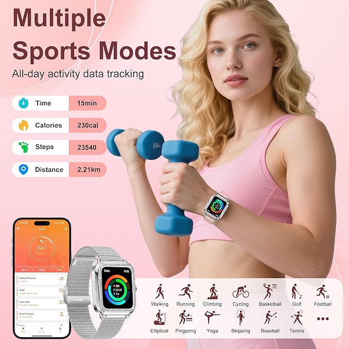 Smart Watch, Colesma 1.59" HD Smart Watches for Women, Answer/Make Call Fitness Tracker Watch for Android iPhone, Sleep/Heart Rate/SpO2/Blood Pressure Monitor, 180+ Dials, Waterproof Watches for Women