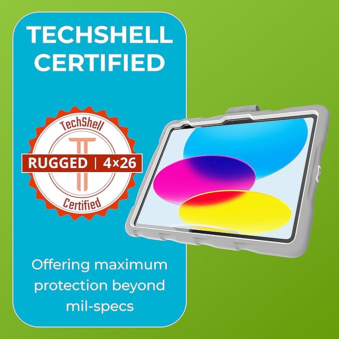 Gumdrop Hideaway iPad Case w/Stand Fits iPad 11th Generation |A16| & 10th Gen Rugged Shockproof Reliable & Drop Tested for Kids K-12 Students Teachers Classrooms & School Use - Gray