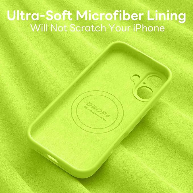 Vooii Magnetic Compatible with iPhone 17 Case (Compatible with Magsafe) (Upgraded Camera Protection) Liquid Silicone Shockproof Full Body Protective Phone Cover for Women Men, Fluorescent Green, 6.3"