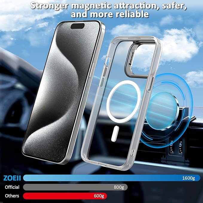 for iPhone 15 Pro Case Magnetic, [Compatible with Magsafe] Supports Wireless Charging,Case for iPhone 15 Pro, Translucent