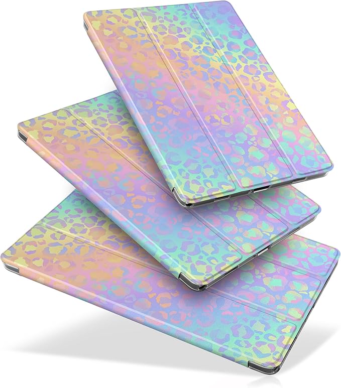 DONGKE Case for Samsung Galaxy Tab A9+/A9 Plus 11 inch 2024 2023 (SM-X210/X216/X218), Slim Stand Hard PC Translucent Back Shell Smart Cover, Auto Wake/Sleep - Colorful Leopard