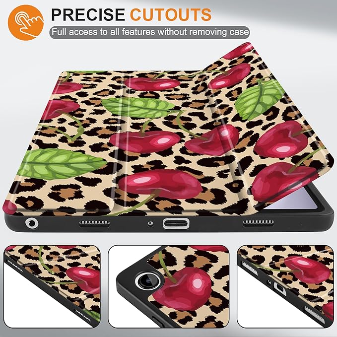 MEEgoodo Case for Samsung Galaxy Tab A9 Plus 11 inch Cover 2024 2023 with S Pen Holder, A9+ Smart Tablet Cases with Leather Trifold Stand+Soft TPU Back Shell+Smart Auto Wake/Sleep,Beige Brown & Cherry