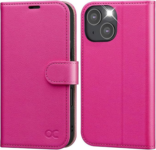 OCASE Compatible with iPhone 14 Wallet Case, PU Leather Flip Folio Case with Card Holders RFID Blocking Kickstand [Shockproof TPU Inner Shell] Phone Cover 6.1 Inch 2022 (Rose)