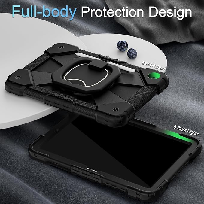 Case for Samsung Galaxy Tab A9+/A9 Plus 11 Inch (SM-X210/X216/X218) with Screen Protector/Rotating Stand/Pen Holder,Military Grade Shockproof Cover for Galaxy Tab A9 Plus Case