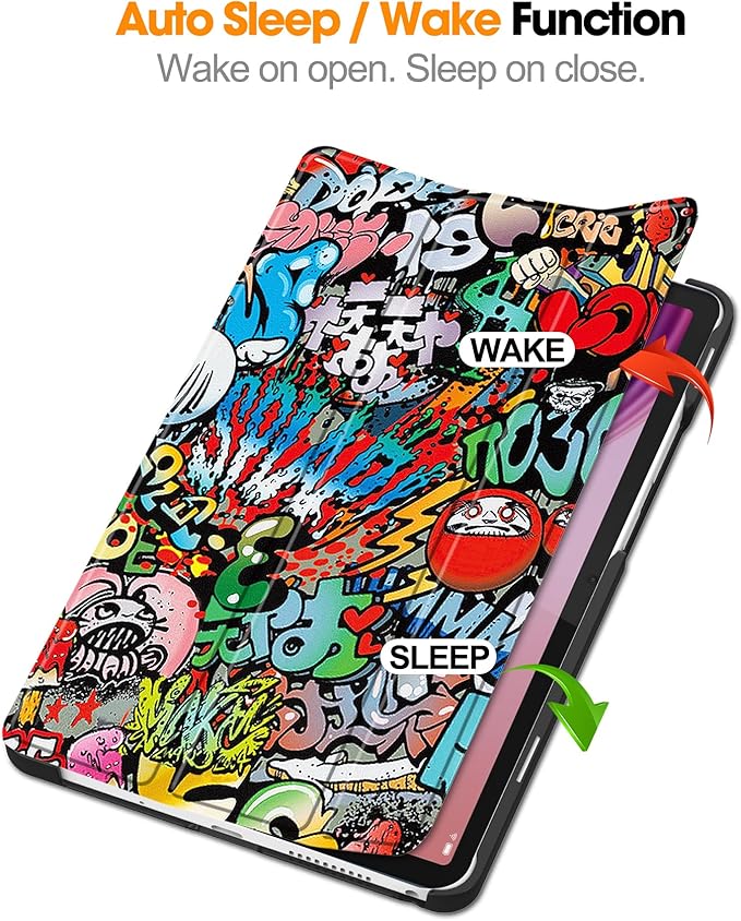 Case for Lenovo Tab One 8.7'' / Tab K9 Case, Folding Folio Ultra-Thin PU Leather Stand Case Cover with Auto Wake/Sleep for Lenovo Tab K9 8.7 Inch Graffiti