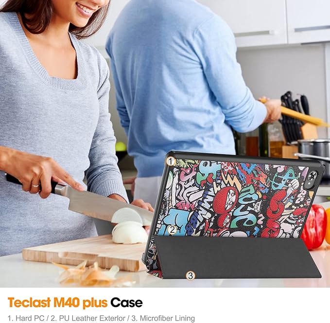 Case for TECLAST M40 Plus 2022 /P30S 10.1 inch Tablet, Folding Folio Ultra-Thin PU Leather Stand Case Cover for Teclast M40 Plus / P40HD / P30S 2022 Released Graffiti