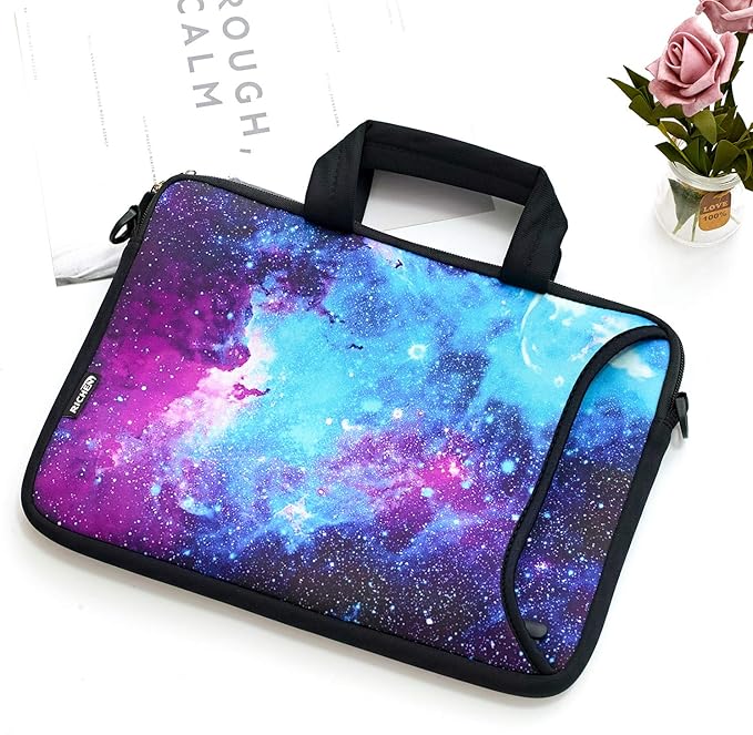 RICHEN 11 11.6 12 12.5 13 inches Case Laptop/Chromebook/Ultrabook/PC Messenger Bag Tablet Travel Case Neoprene Handle Sleeve with Shoulder (11-13.3 inch, Galaxy)