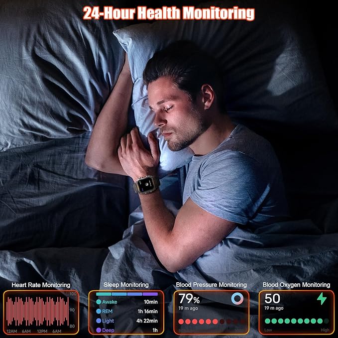 Military Smart Watches Built-in GPS, 100+ Sport Modes for Men with, Smartwatch for Android Phones and iPhone, 1.75" HD Screen Bluetooth Call 24/7 Heart Rate/Sleep/Stress