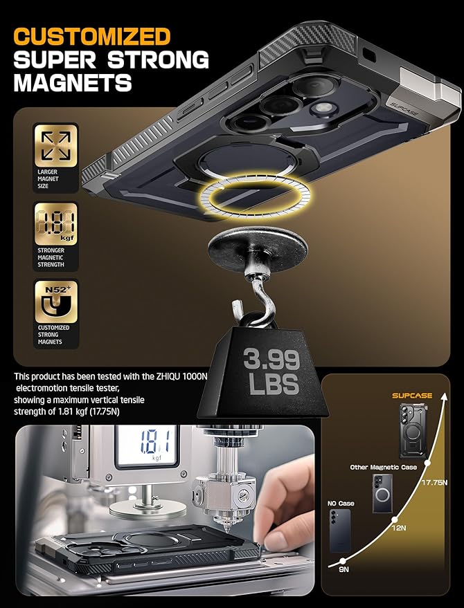 SUPCASE for Galaxy S25 FE Case with Stand (Unicorn Beetle Grip), [Compatible with MagSafe] [Military-Grade Protection] Heavy Duty Magnetic Phone Case for S25 FE 6.7 Inch, Black