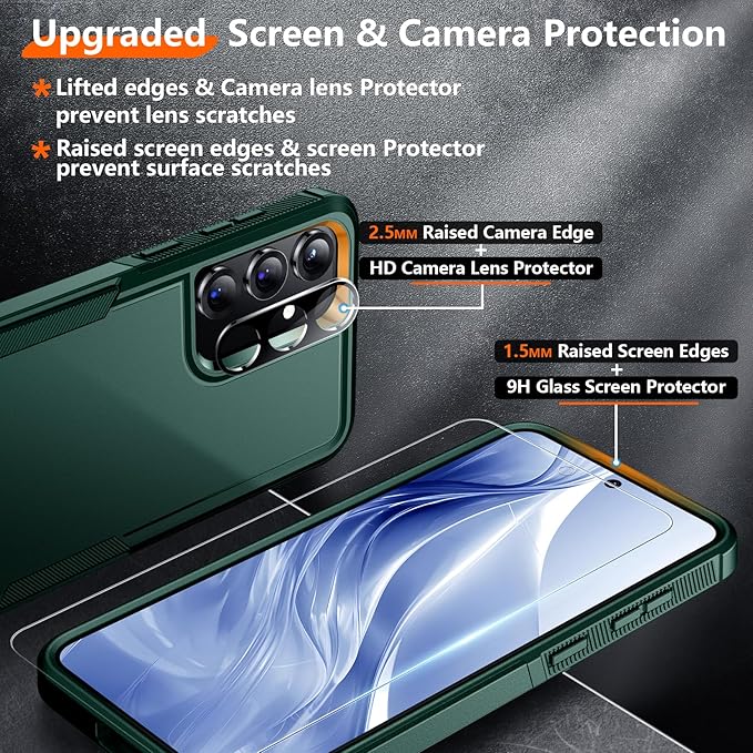 Red2Fire for Samsung Galaxy S25 Plus Case, [Military Grade Shockproof] Heavy Duty Protection Phone Case for S25 Plus Case,Dark Green