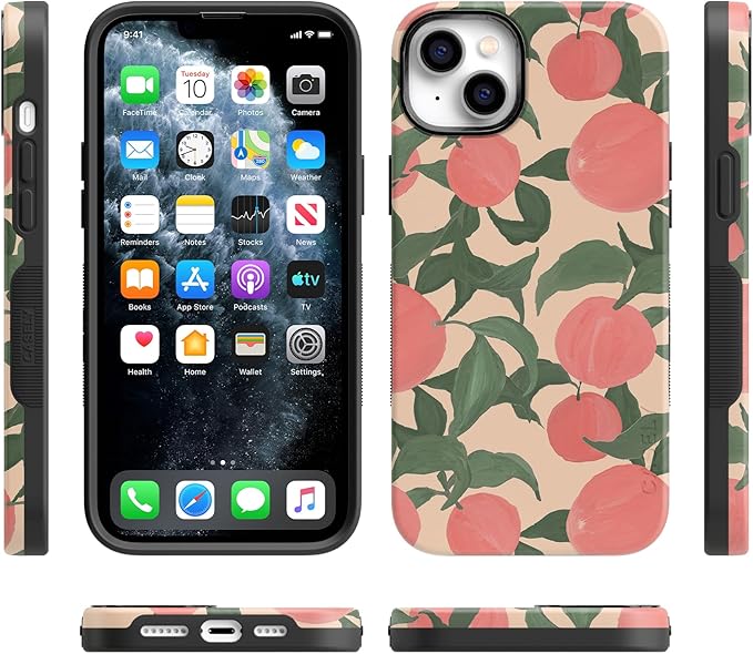 Casely iPhone 14 Case | Feeling Peachy | Blush Vines | Compatible with MagSafe | Bold Protective Design